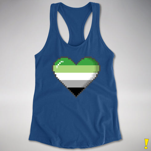 Aromantic Pride 8-Bit Pixel Heart Racerback Tank - Royal